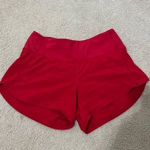 size 6 high waisted speed up lulu lemon red shorts